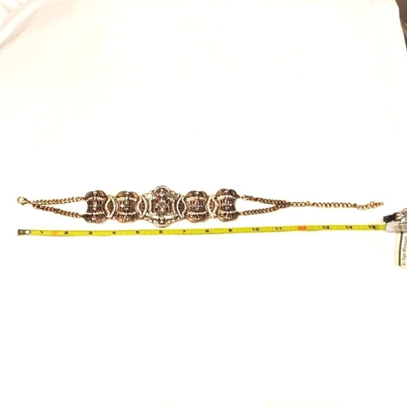 Celebrity Style SUPER BLING Heavy Crystal Rhinestone Choker Necklace Brass color - Picture 10 of 15